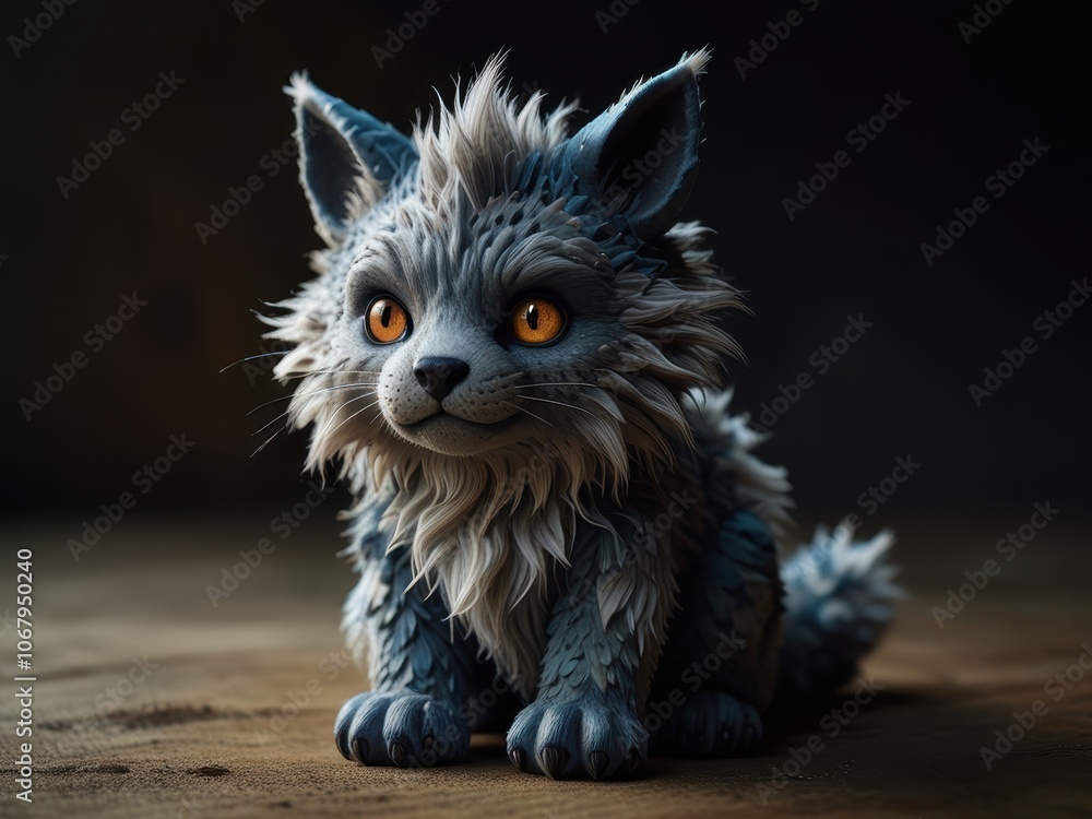 Nightmarish Plush Elemental Creature with Twisted Seams and Glowing Eyes Nightmarish Plush Elemental Creature with Twisted Seams and Glowing Eyes