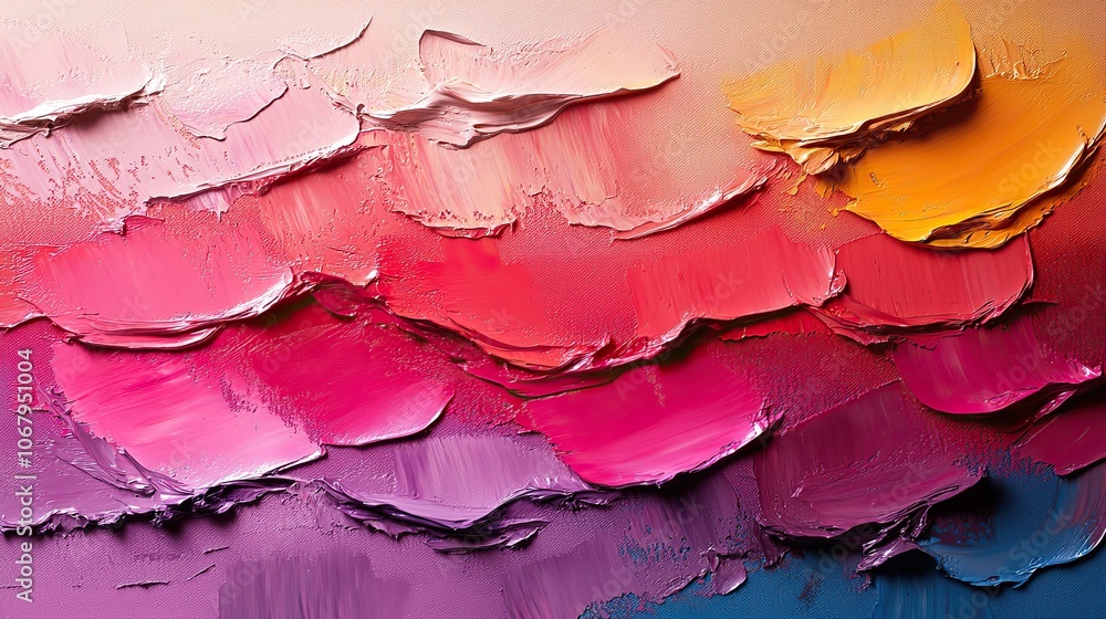 Obraz premium A colorful oil painting background fragment with abstract brushstrokes, designed as a contemporary art concept for posters, banners, or modern interior designs with copy space.