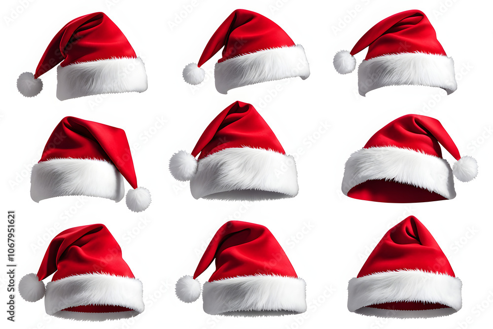 santa claus red hat isolated, set of santa claus hats, santa claus caps santa claus red hat isolated, set of santa claus hats, santa claus caps