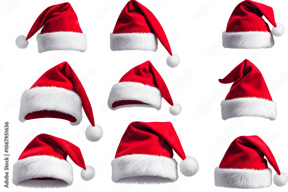 santa claus red hat isolated, set of santa claus hats, santa claus caps santa claus red hat isolated, set of santa claus hats, santa claus caps