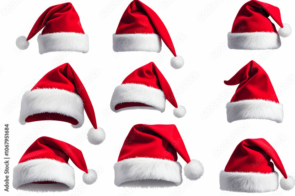 santa claus red hat isolated, set of santa claus hats, santa claus caps santa claus red hat isolated, set of santa claus hats, santa claus caps