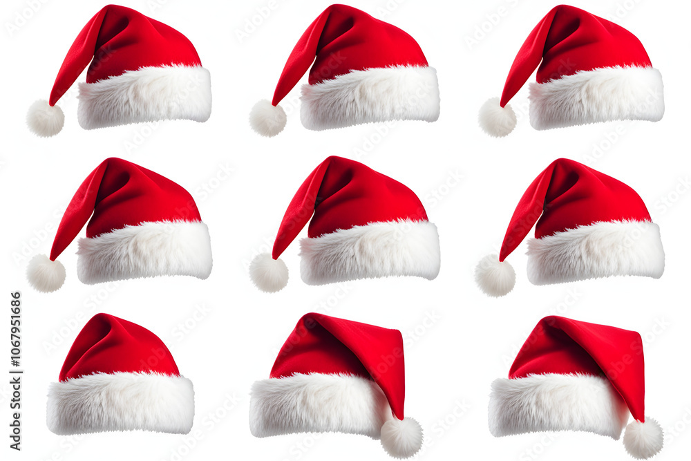 santa claus red hat isolated, set of santa claus hats, santa claus caps santa claus red hat isolated, set of santa claus hats, santa claus caps