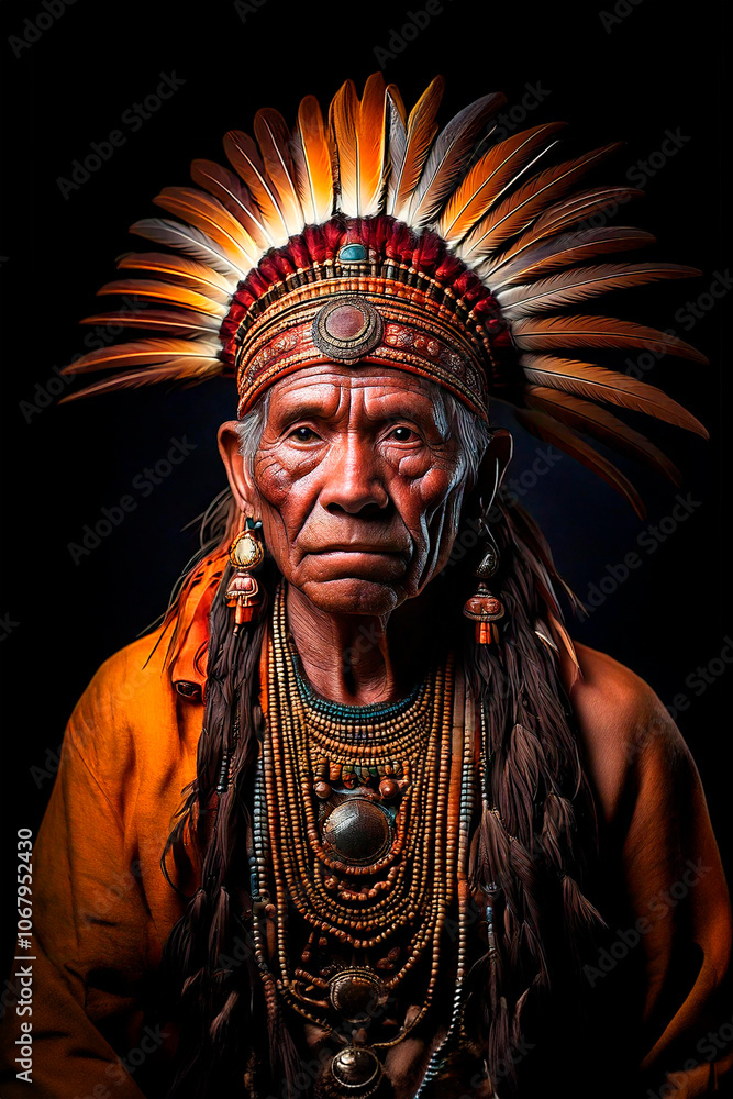 Fototapeta premium Native American Shaman. Portrait.