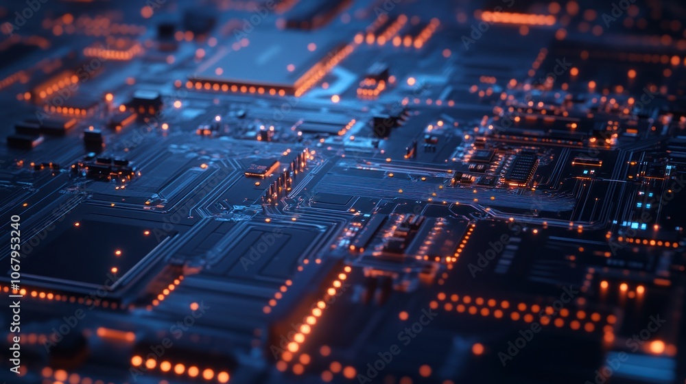 Circuit Board with Orange Lights Circuit Board with Orange Lights