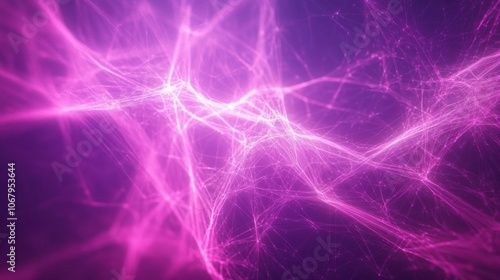 glowing particles in empty space. Futuristic background with neon lights.