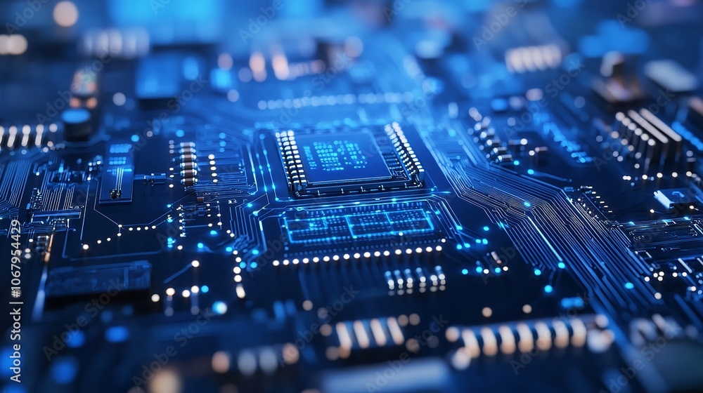 Abstract digital circuit board on technology blue background Abstract digital circuit board on technology blue background