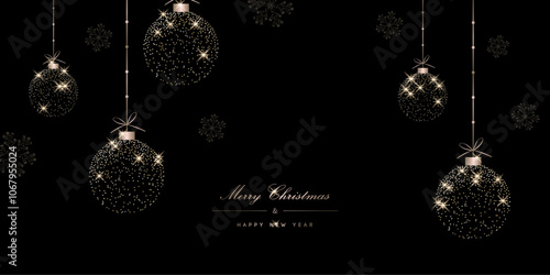 Marry Christmas Ornament with Christmas light and glitter. Vector illustration.	
