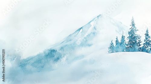 Winter's Embrace: A Snowy Abstract Watercolor Landscape