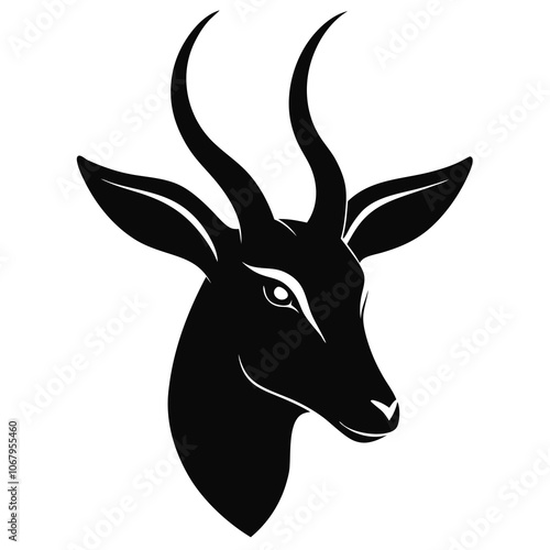  silhouette of an antelope head vector black animal illustration on a white background