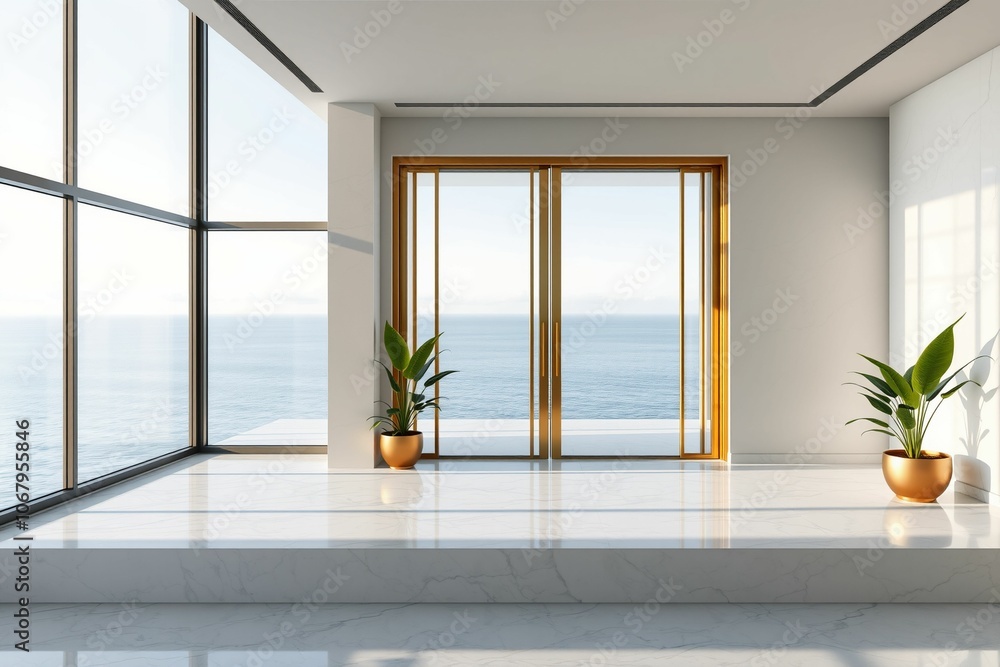 Luxurious Ocean View Interior with Marble Walls and Gold-Framed Windows.generative AI
Luxurious Ocean View Interior with Marble Walls and Gold-Framed Windows.generative AI