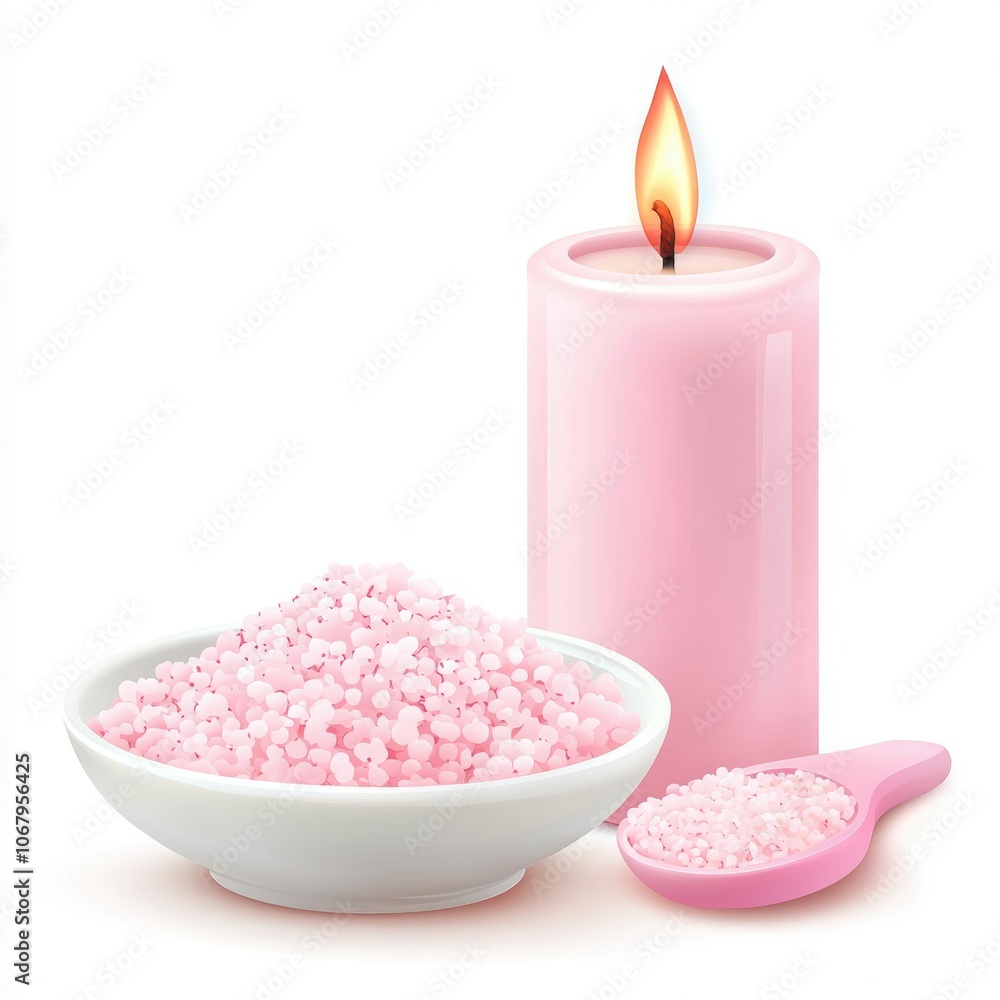 Tranquil Spa Scene with Candle and Bath Salt Tranquil Spa Scene with Candle and Bath Salt