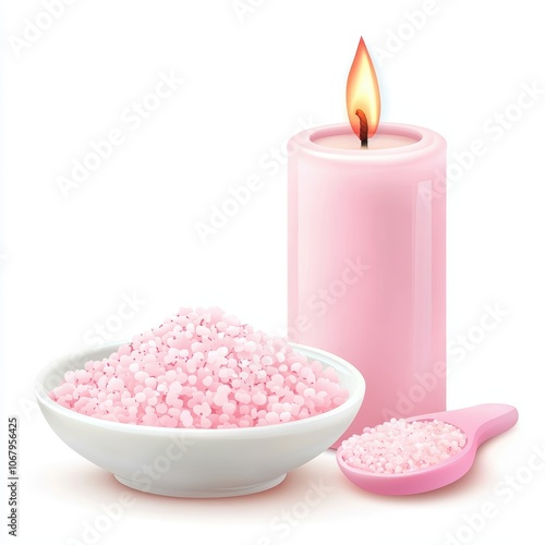 Tranquil Spa Scene with Candle and Bath Salt