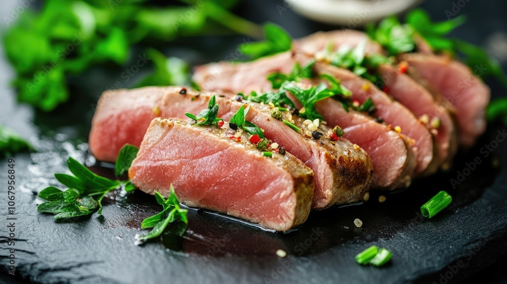 Freshly Sliced Steak on a Slate Platter Freshly Sliced Steak on a Slate Platter