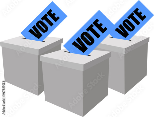 3d blue box with word VOTE symbol