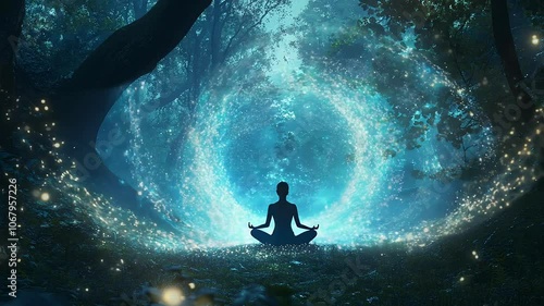 Mystical Forest Meditation with Glowing Portal Seamless Loop