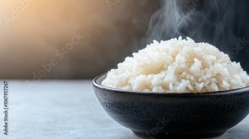 Steaming Bowl of Rice in Elegant Stainless Steel Cooker