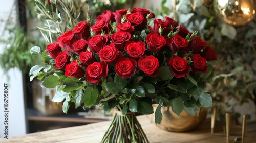 beautiful bouquet of red roses photo