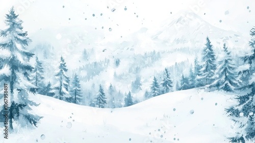 Winter's Embrace: A Snowy Abstract Watercolor Landscape