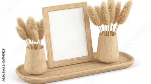 Modern Wooden Frame on Decorative Mantelpiece