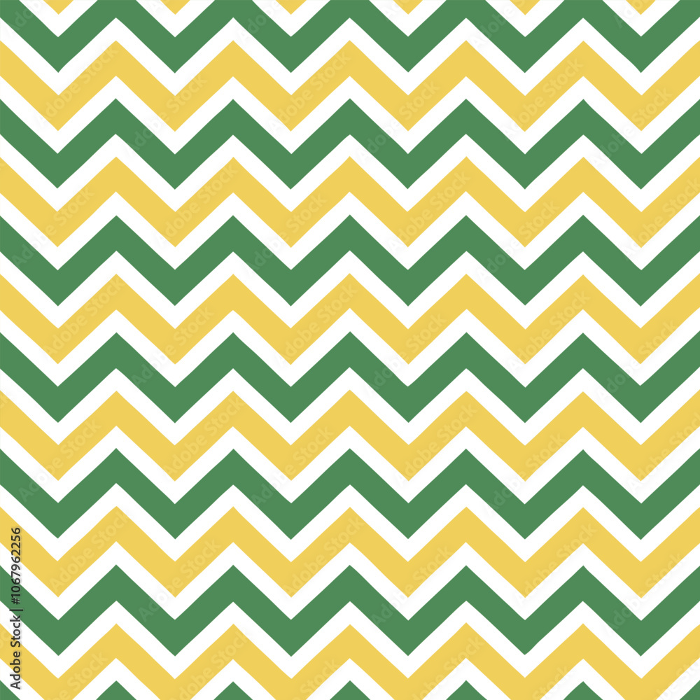 A chevron seamless pattern with a green & yellow stripe A chevron seamless pattern with a green & yellow stripe
