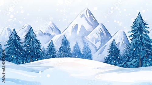 Winter's Embrace: A Snowy Abstract Watercolor Landscape