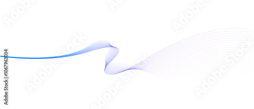 Abstract vector wavy lines flowing smooth curve colorful gradient purple blue on transparent background in concept of technology, science, music, modern.