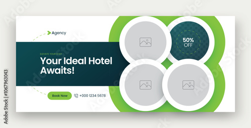 Real estate and hotel booking web banner or social media facebook cover template	