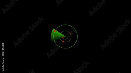 Animated radar HUD scanning with searching radar 4K video motion