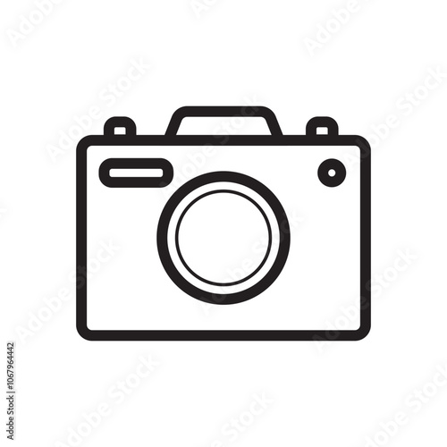 Camera line icon. Studio camera for photographer outline symbol. Vector isolated on white.