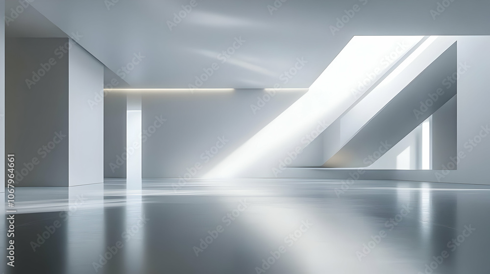 Minimalist White Room 3D Rendering Minimalist White Room 3D Rendering