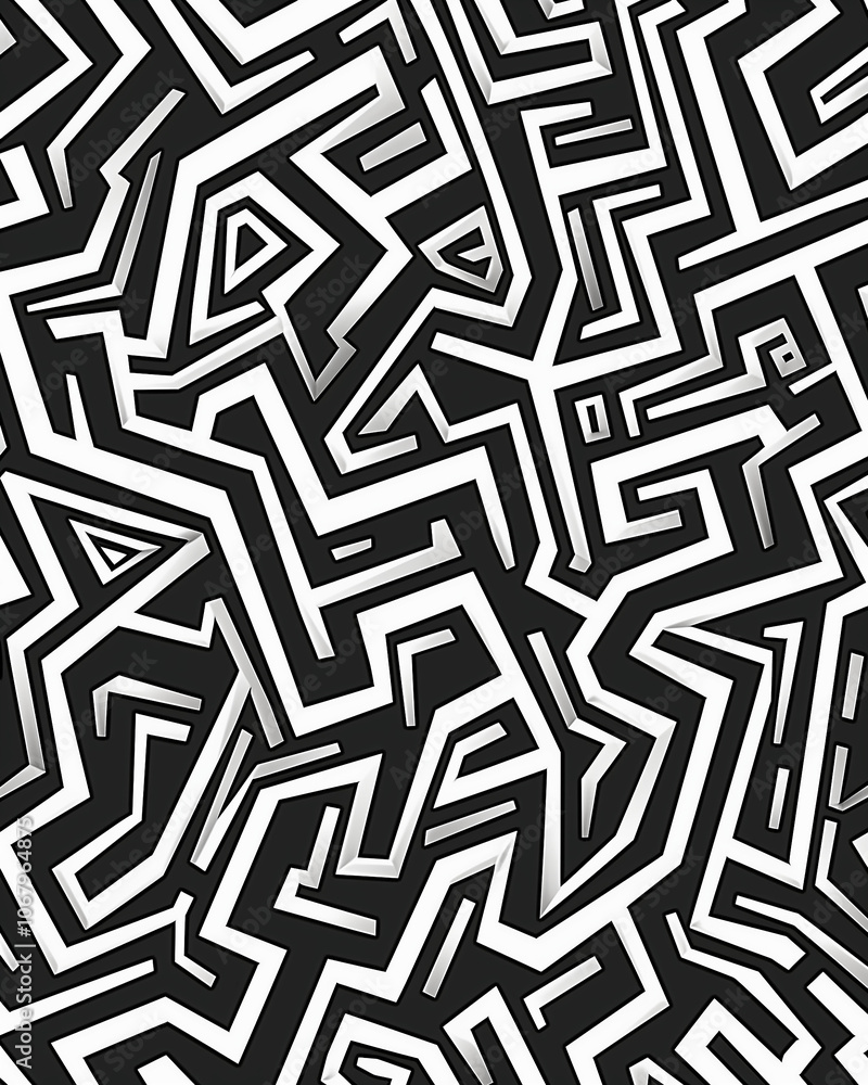 A geometric pattern of intertwined white lines on a black background, creating a sense of depth. A geometric pattern of intertwined white lines on a black background, creating a sense of depth.