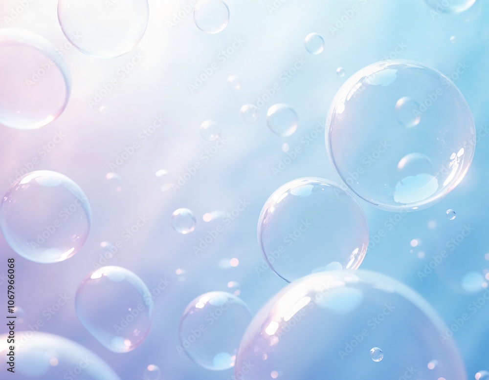 Obraz premium Graceful Bubbles Suspended in the Air, Reflecting Light with Iridescent Colors