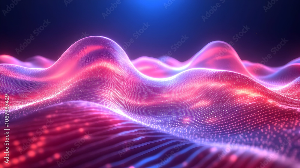 Abstract 3D Wavy Background with Pink and Blue Glowing Lights Abstract 3D Wavy Background with Pink and Blue Glowing Lights