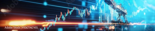 Abstract oil rig with price trend arrows, symbolizing price shifts in energy sector