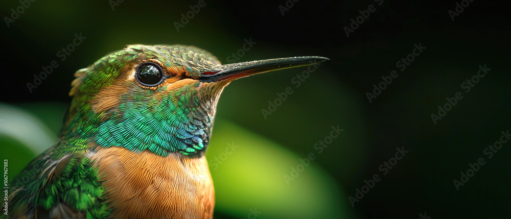 Obraz premium Close-up of a vibrant hummingbird with iridescent feathers