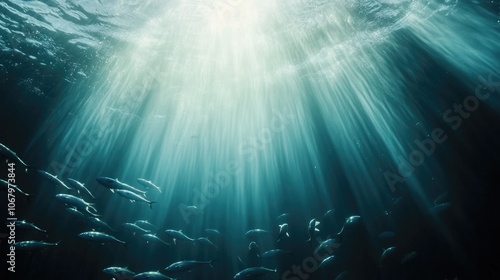 Underwater Light Rays with Schools of Fish