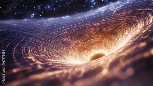 A scientific animation demonstrating the theoretical principles behind black hole evaporation and quantum effects photo