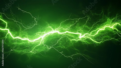 Green lightning in the dark