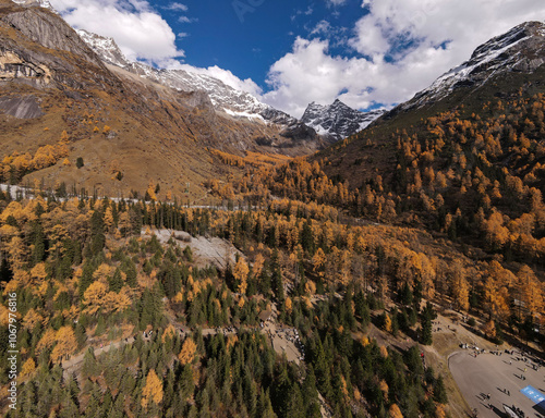 Landscape of Siguniang mountain or Four girls mountains with ,located in the Aba Tibetan and Qing Autonomous Prefecture in western Sichuan of China. photo