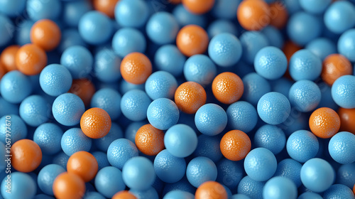 3D Abstract Background with Orange and Blue Spheres