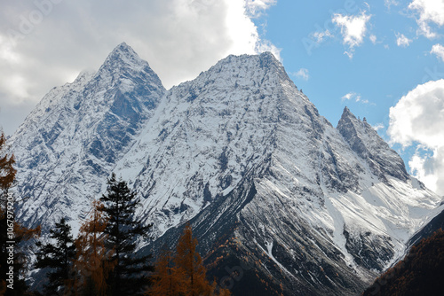 Landscape of Siguniang mountain or Four girls mountains with ,located in the Aba Tibetan and Qing Autonomous Prefecture in western Sichuan of China. photo