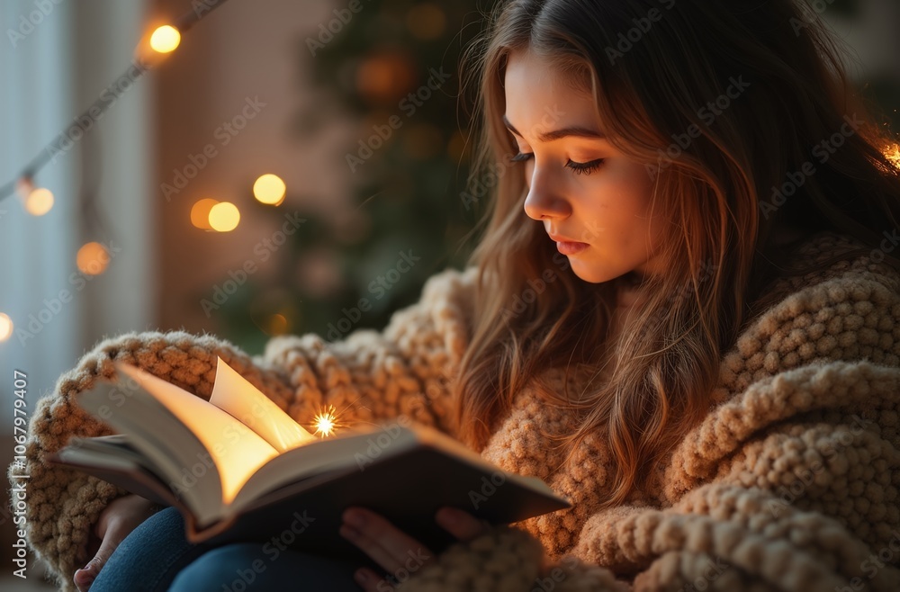 Obraz premium beautiful young woman reading a book