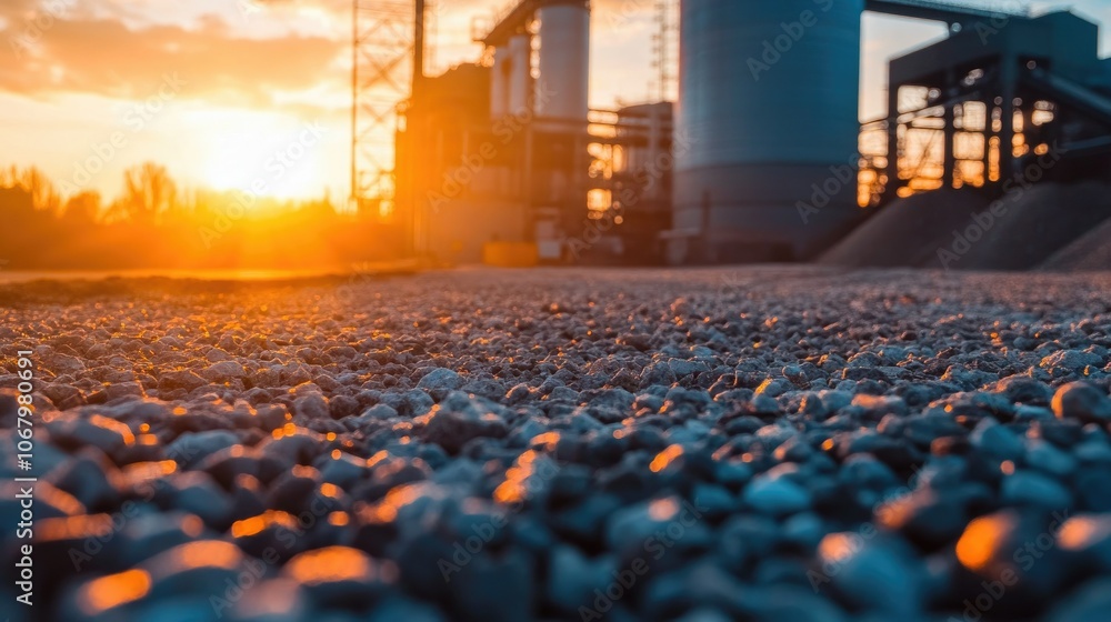 Fototapeta premium Sunset Over Industrial Landscape with Textures