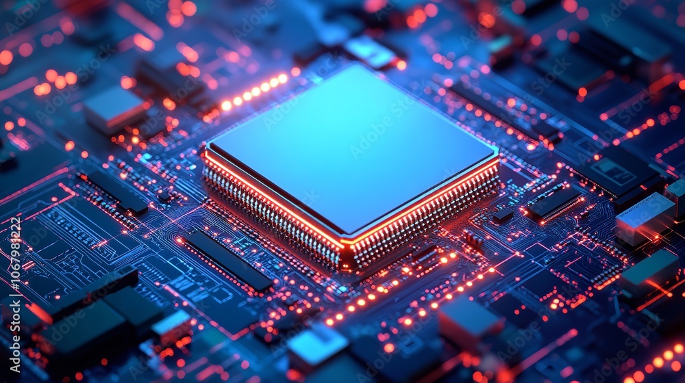 Circuit Connected Lines on Technology Blue Background, Circuit Concept Circuit Connected Lines on Technology Blue Background, Circuit Concept
