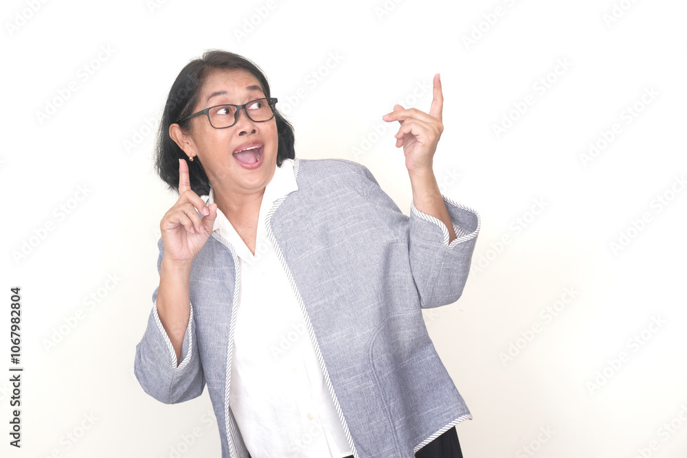 Facial expression of a businesswoman raising both fingers up to show success Facial expression of a businesswoman raising both fingers up to show success