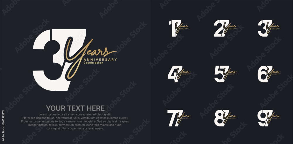 Anniversary logo set vector design, brown and white color for celebration event Anniversary logo set vector design, brown and white color for celebration event