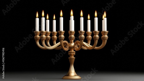 Menorah glowing in the night, candle flames softly illuminating, Hanukkah warmth, spirituality, quiet reverence, seasonal beauty, heritage essence