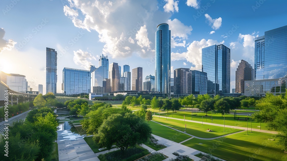 Urban Oasis: Skyline View from a Lush Park Urban Oasis: Skyline View from a Lush Park