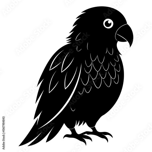 Kakapo black silhouette Vector illustration isolated on a transparent background