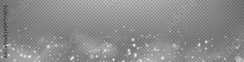 Silver glittering dots, particles, stars magic sparks. Glow flare light effect. Silver luminous points. Vector particles on transparent background.